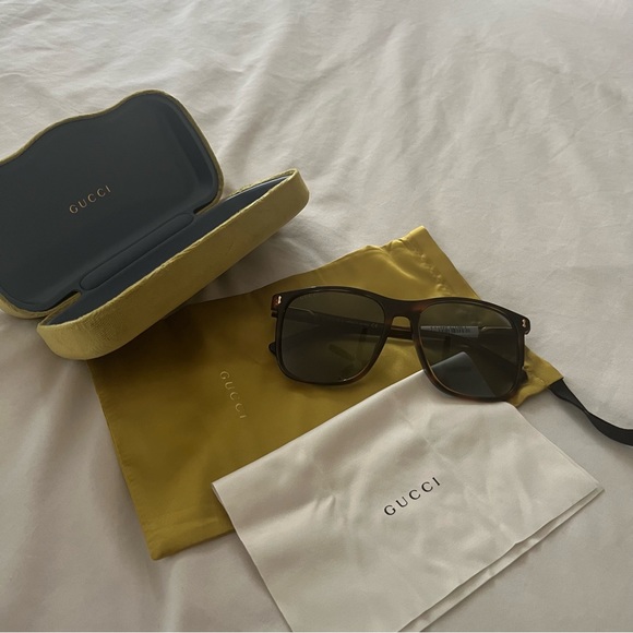 BNWT Gucci Square Large Sunglasses MSRP $435 Havana Brown 57mm - Picture 3 of 12